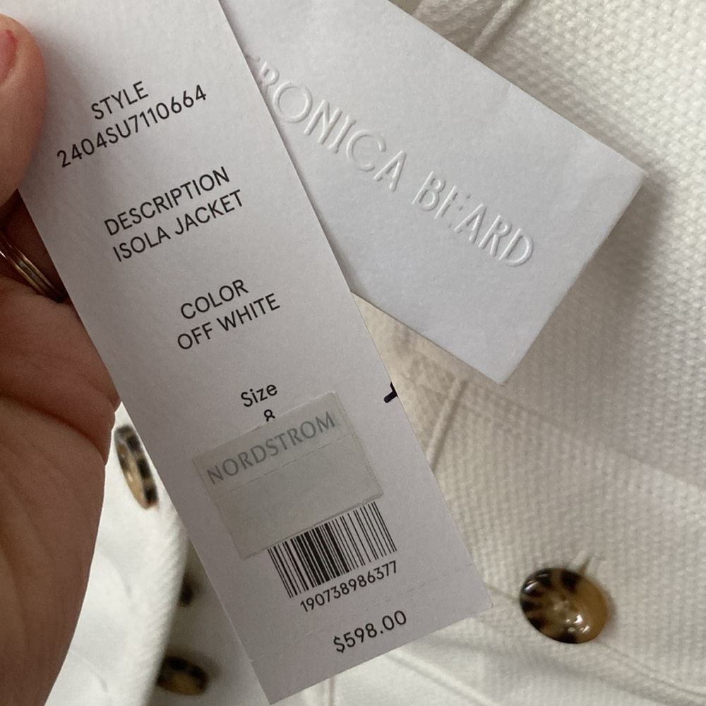 NWT Veronica Beard Isola Stretch Cotton-Blend V-Neck Jacket as 8 - Picture 7 of 9